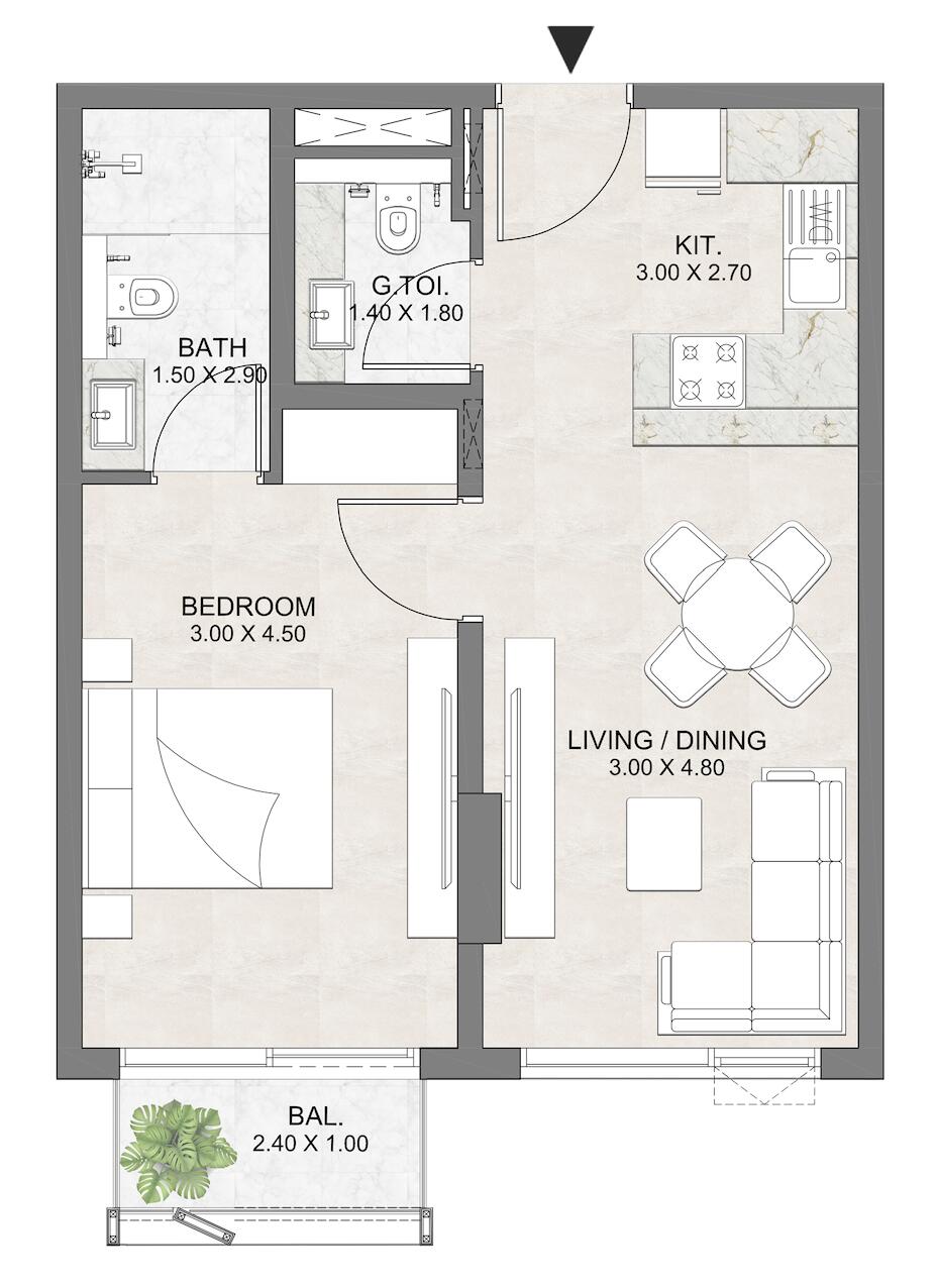 Floor plan — 1 BR