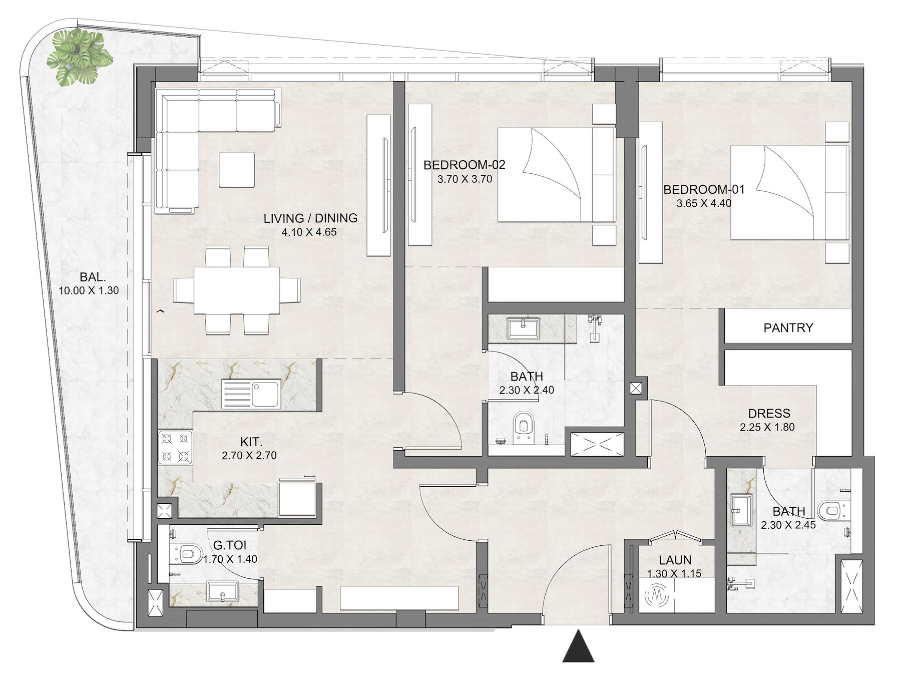 Floor plan — 2 BR