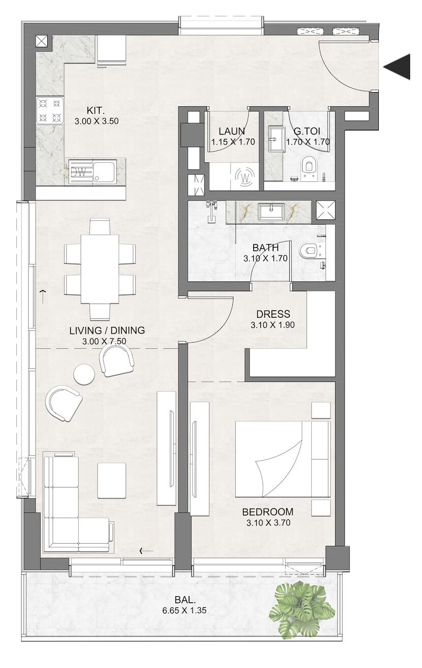 Floor plan — 1 BR
