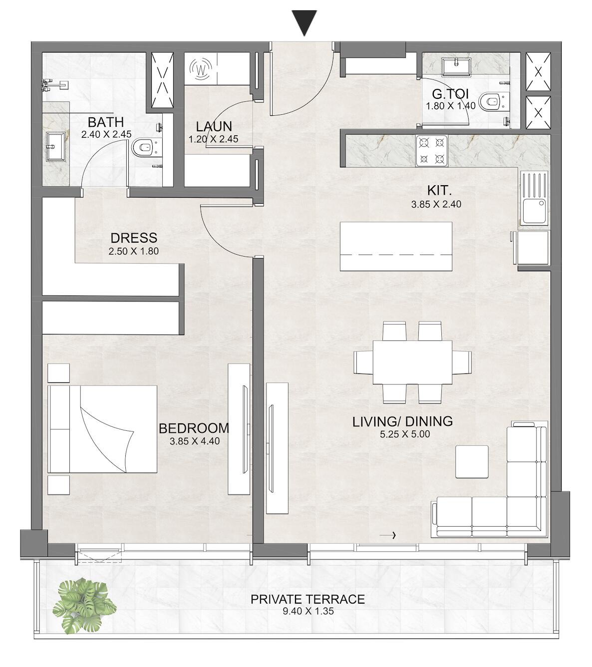 Floor plan — 1 BR