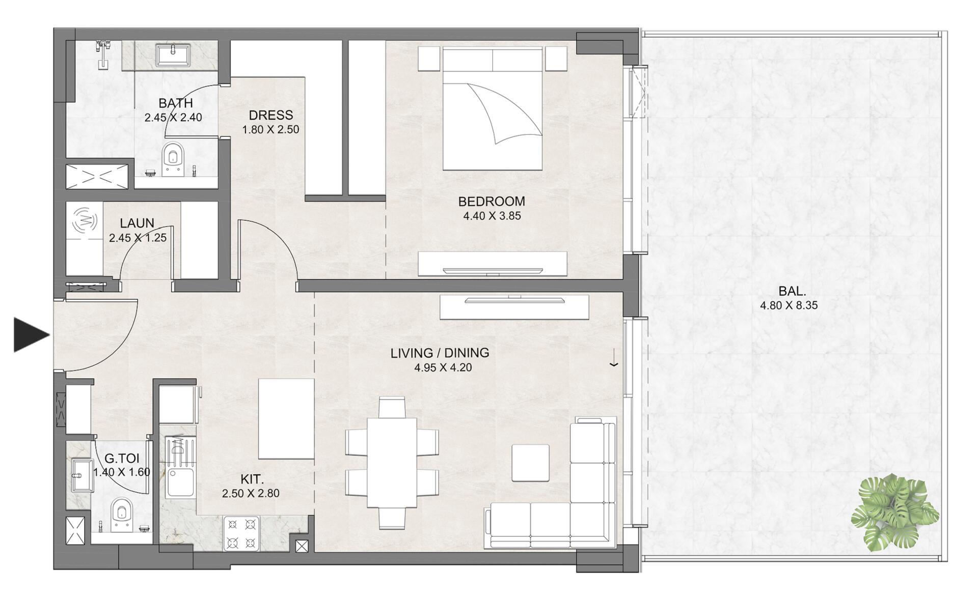Floor plan — 1 BR