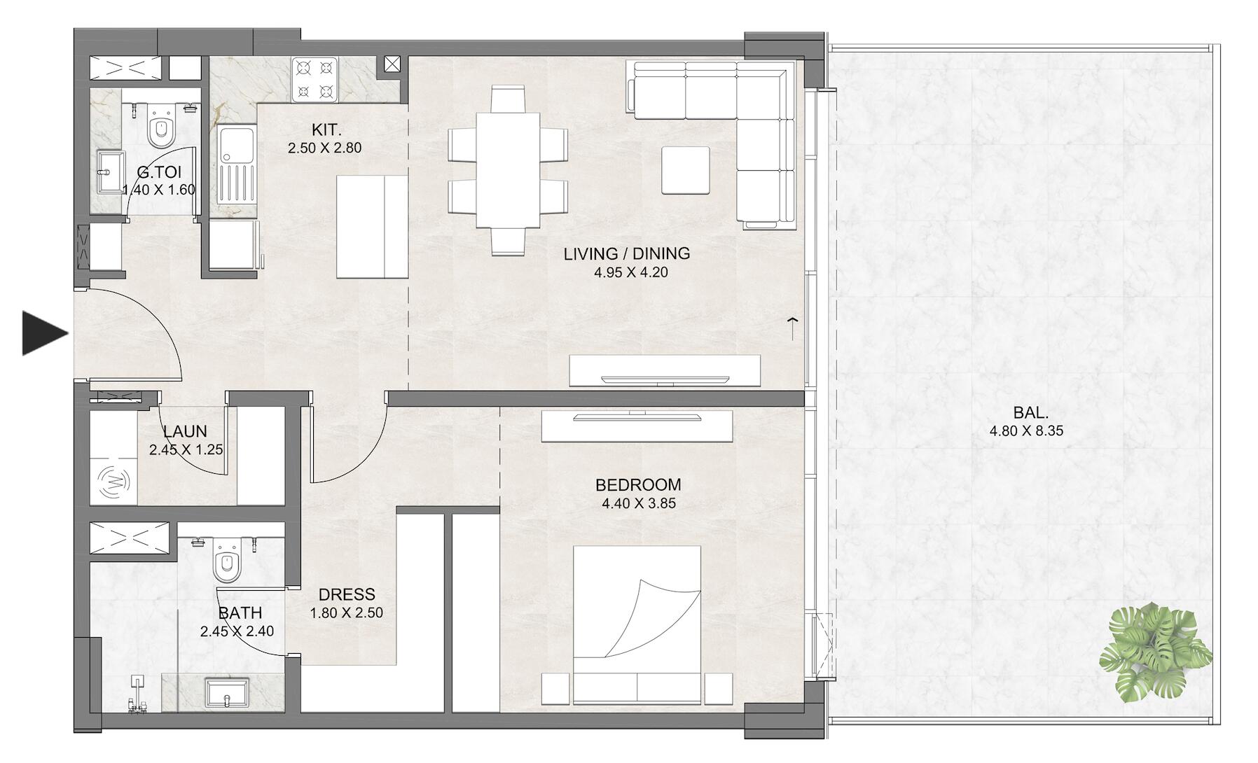 Floor plan — 1 BR