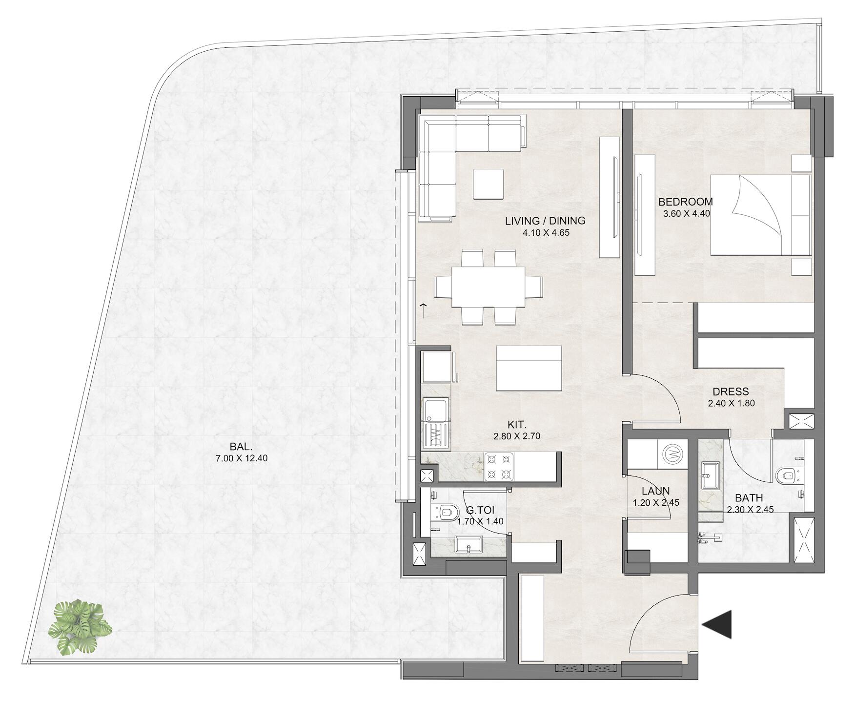 Floor plan — 1 BR