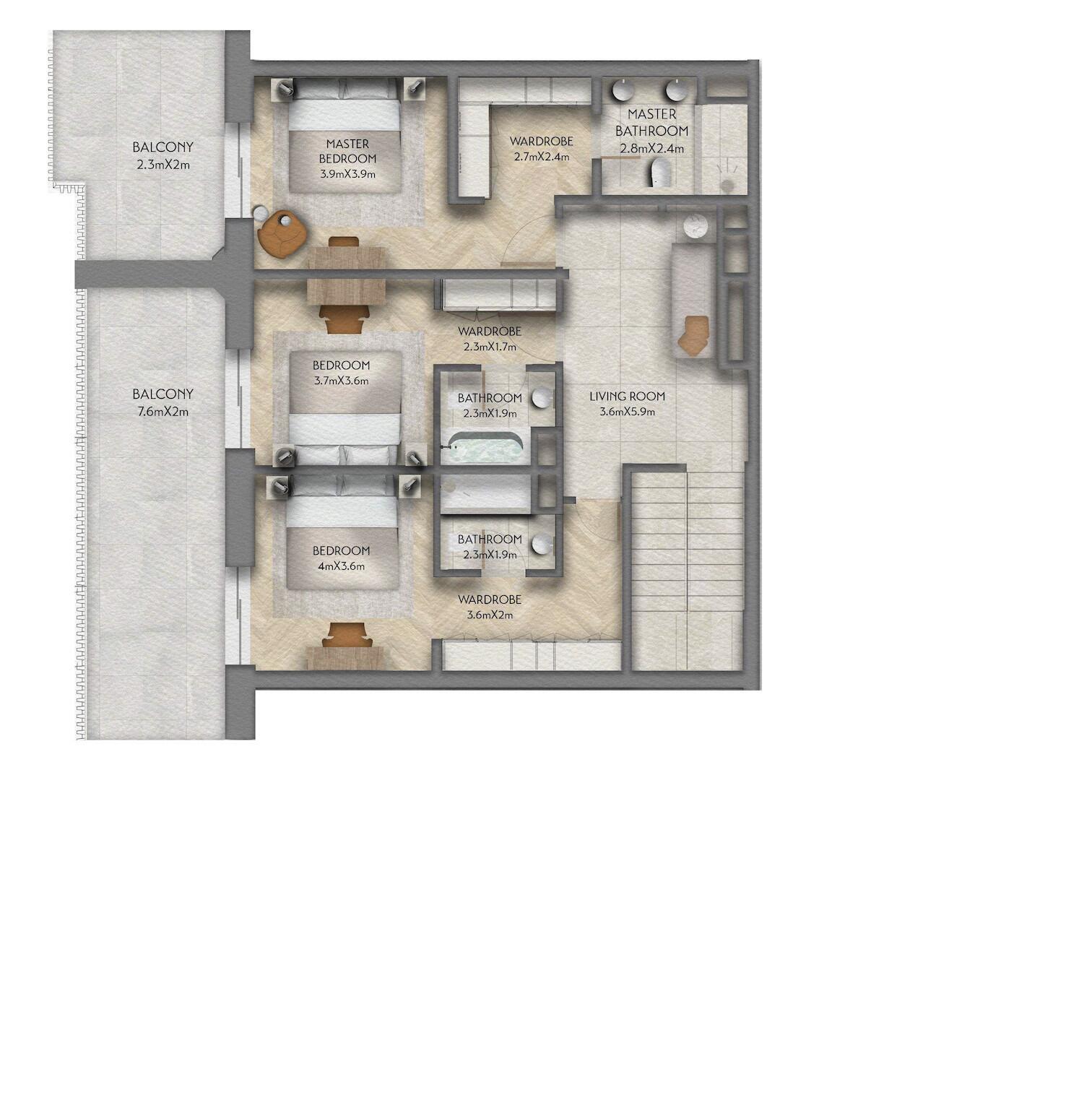 Floor plan — 3 BR