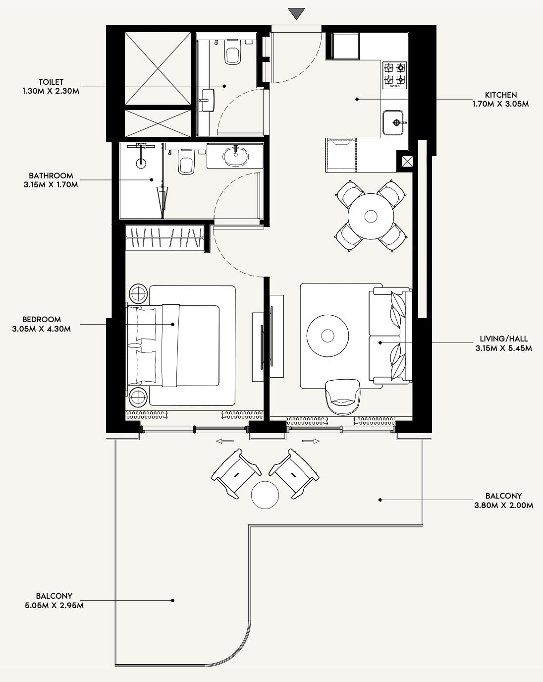 Floor plan — 1 BR