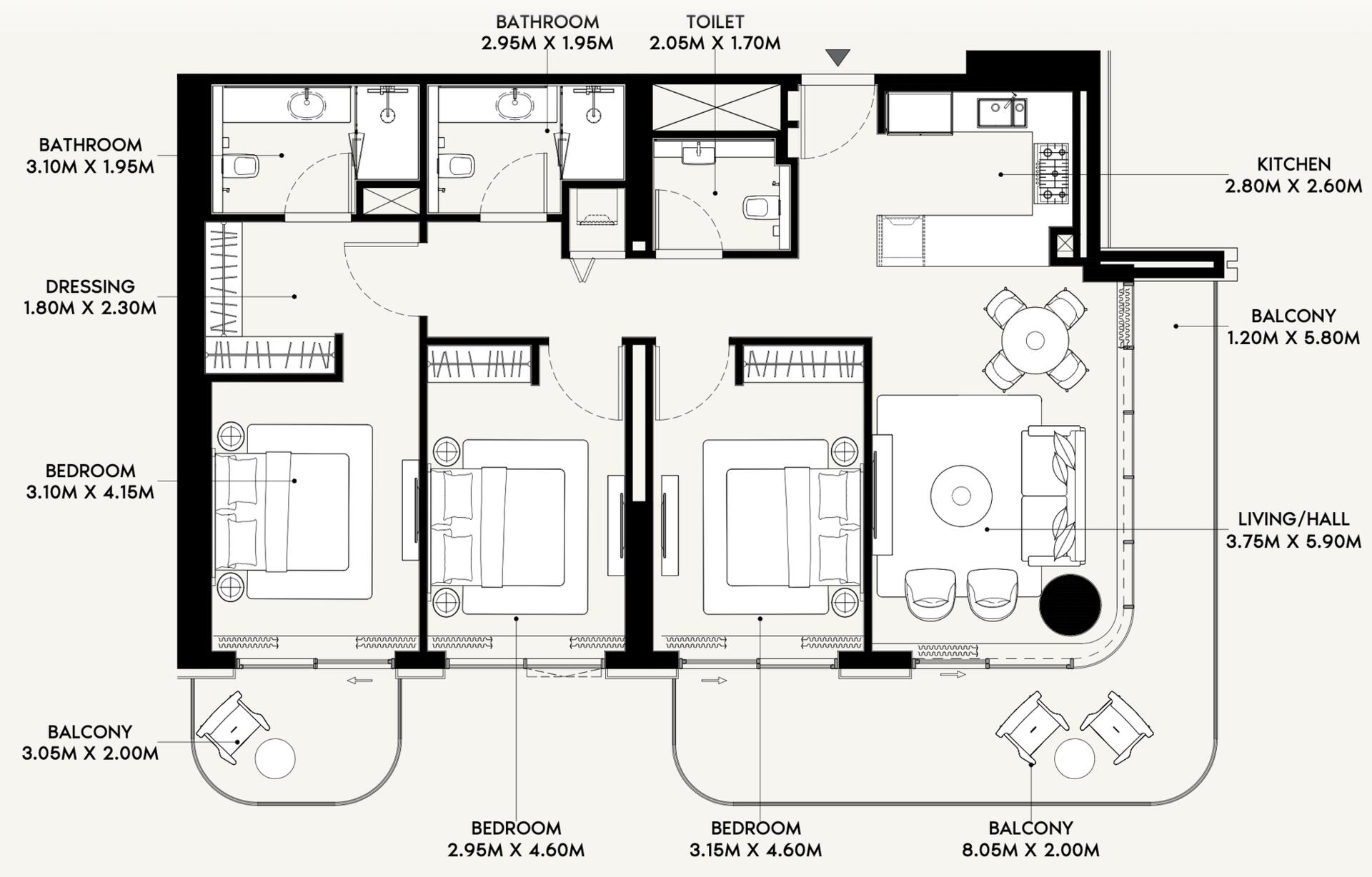 Floor plan — 3 BR