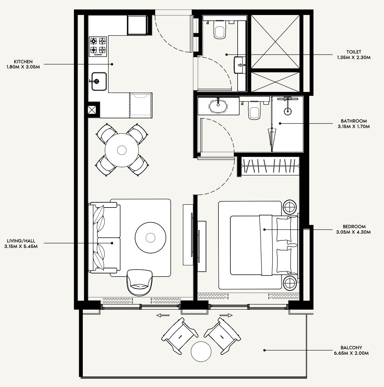 Floor plan — 1 BR
