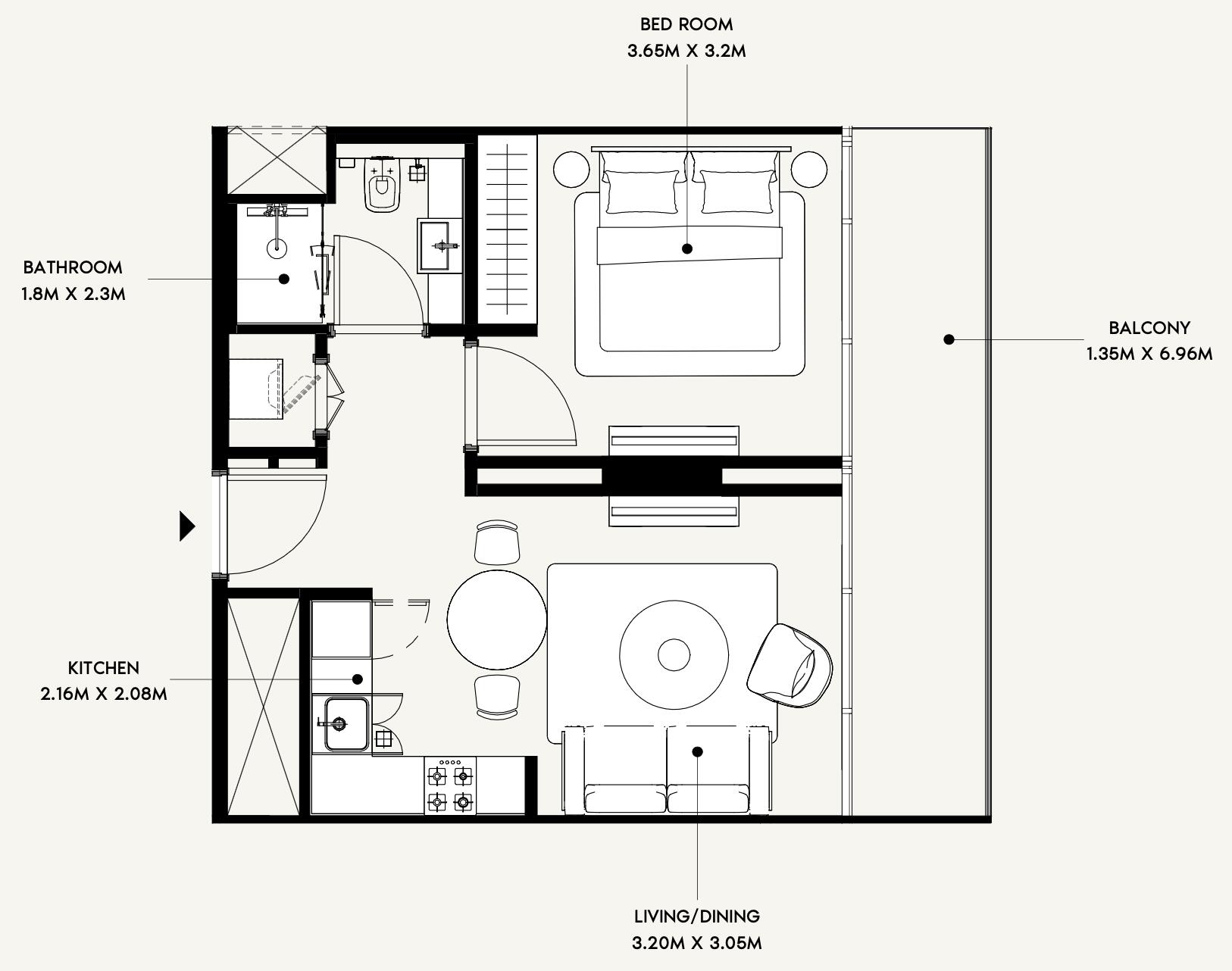 Floor plan — 1 BR