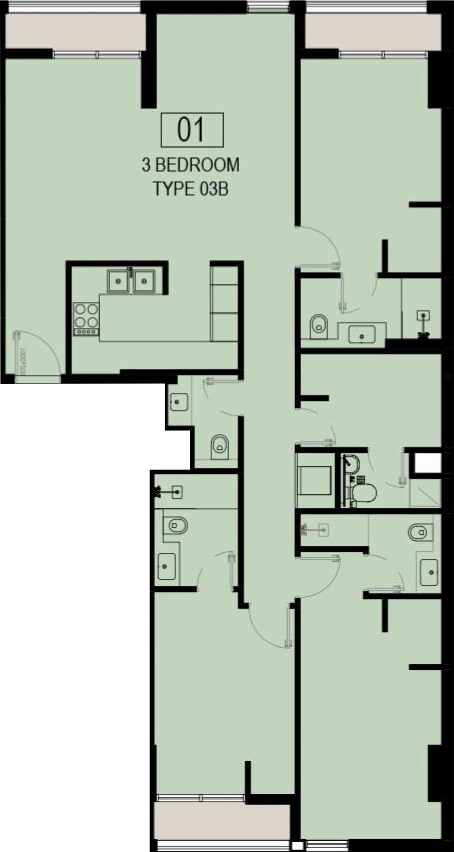 Floor plan — 3 BR