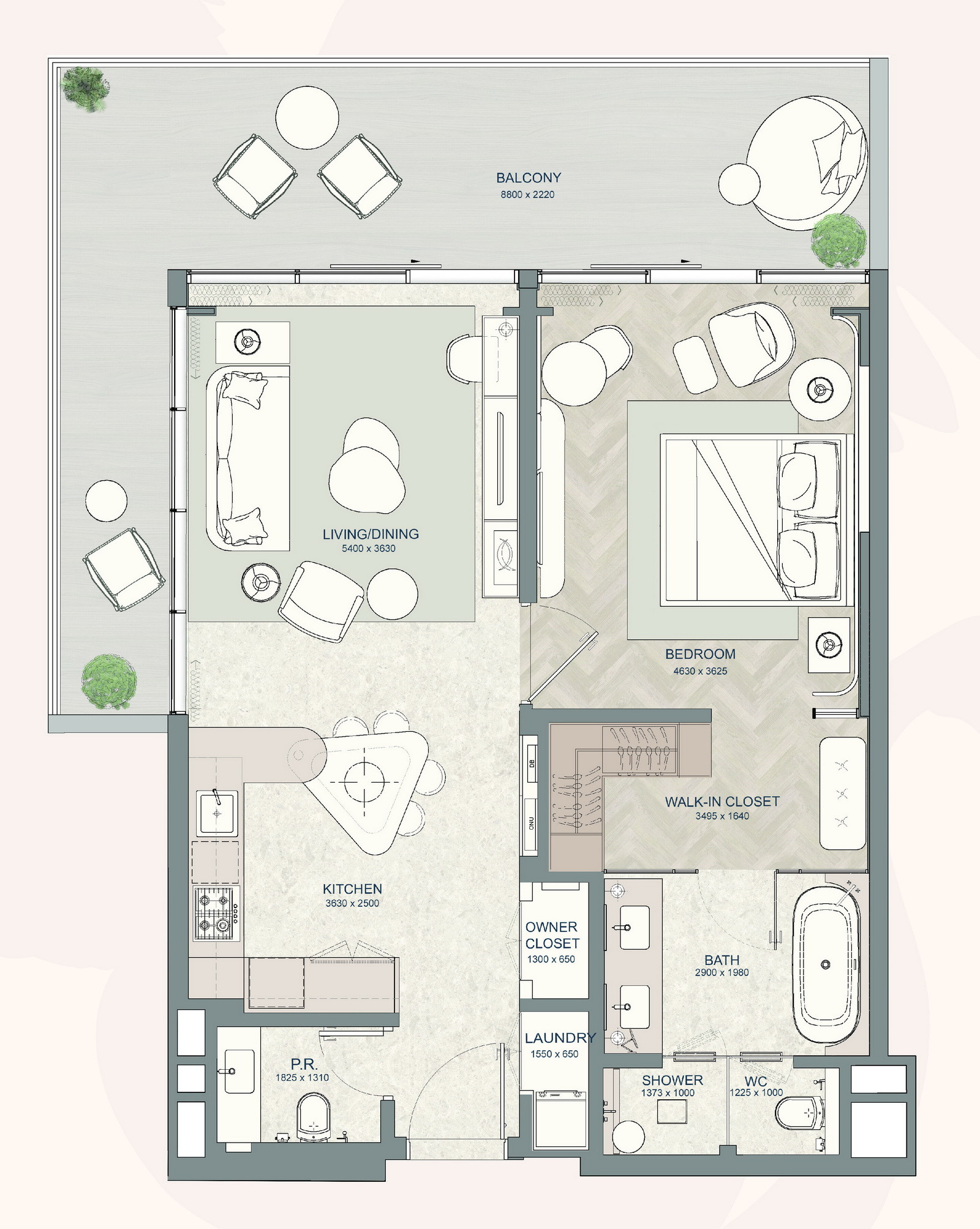 Floor plan — 1 BR