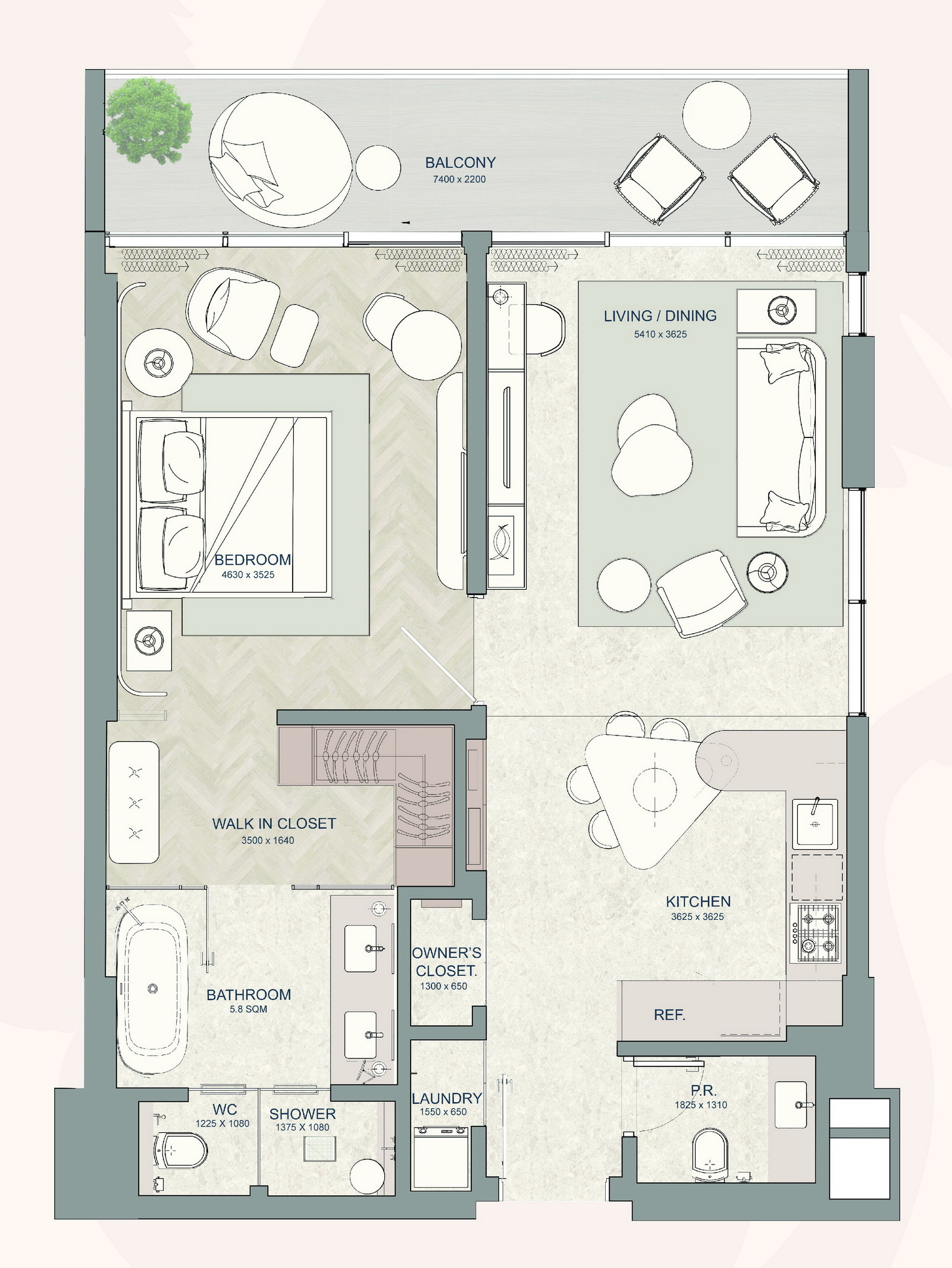 Floor plan — 1 BR