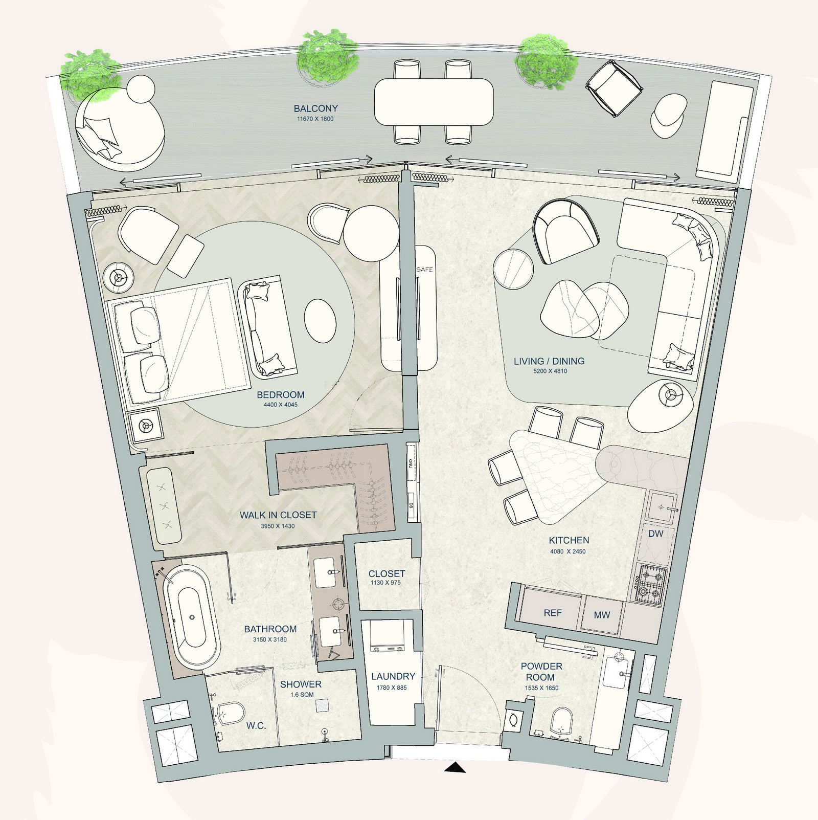 Floor plan — 1 BR
