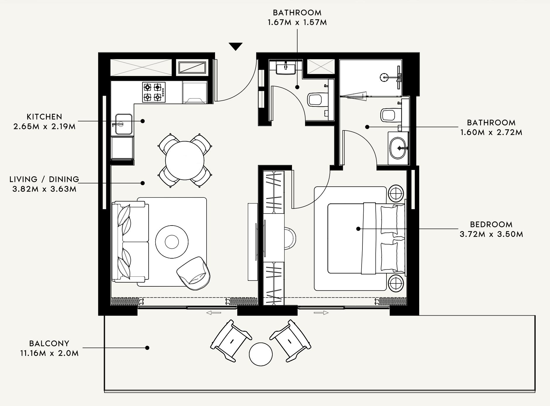 Floor plan — 1 BR