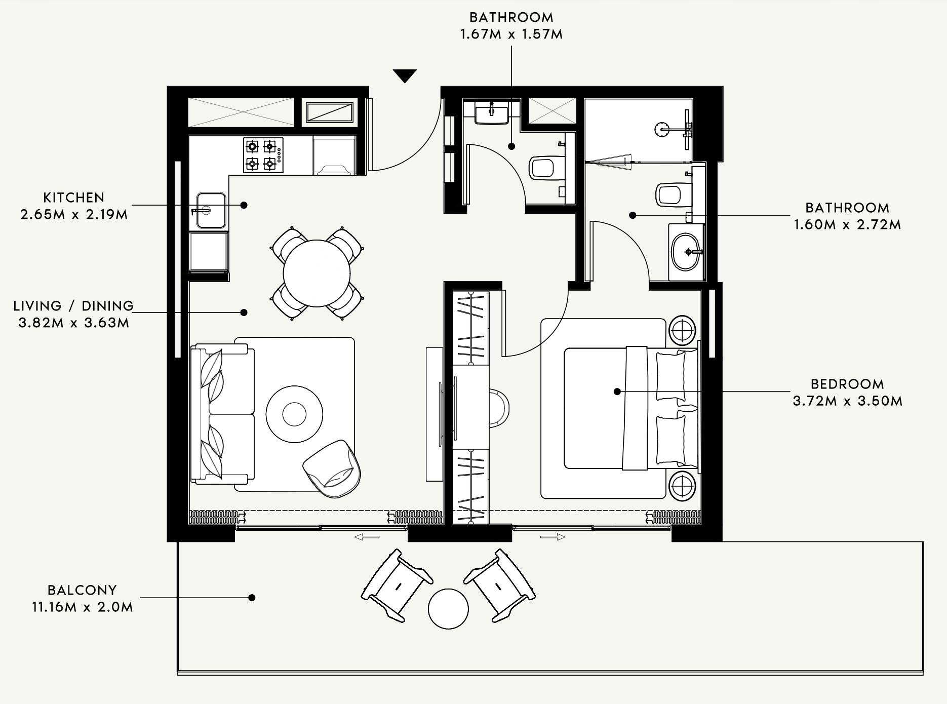 Floor plan — 1 BR