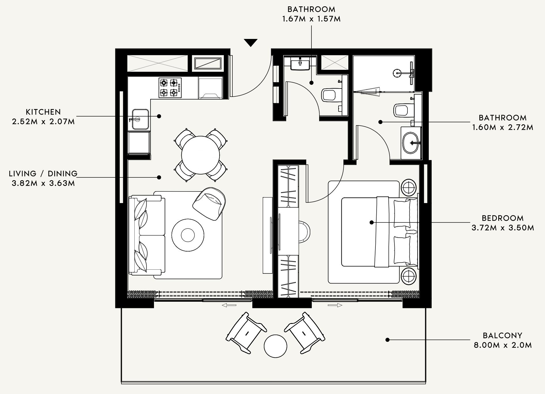 Floor plan — 1 BR