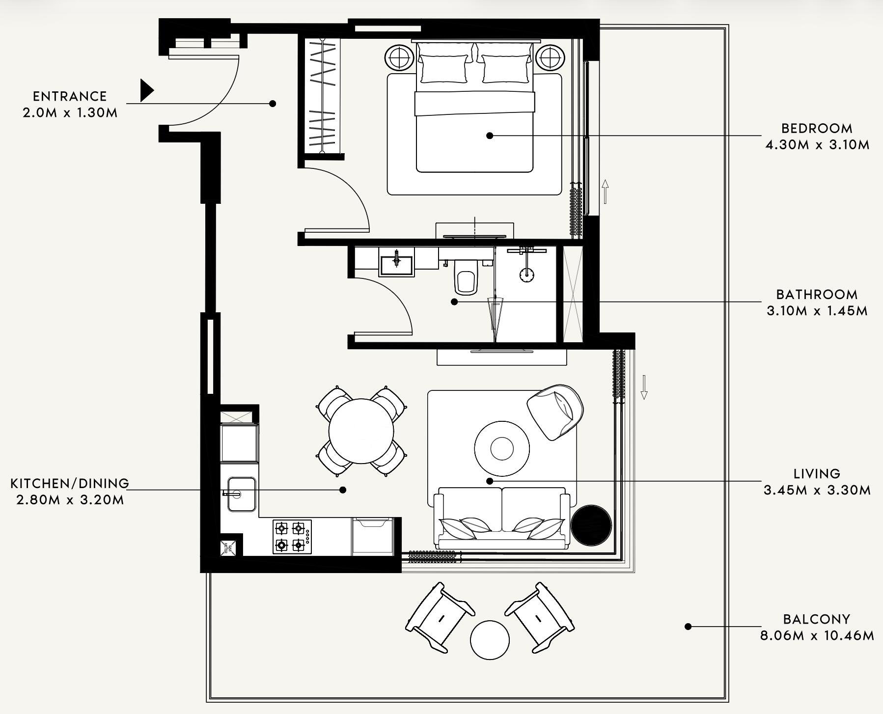 Floor plan — 1 BR