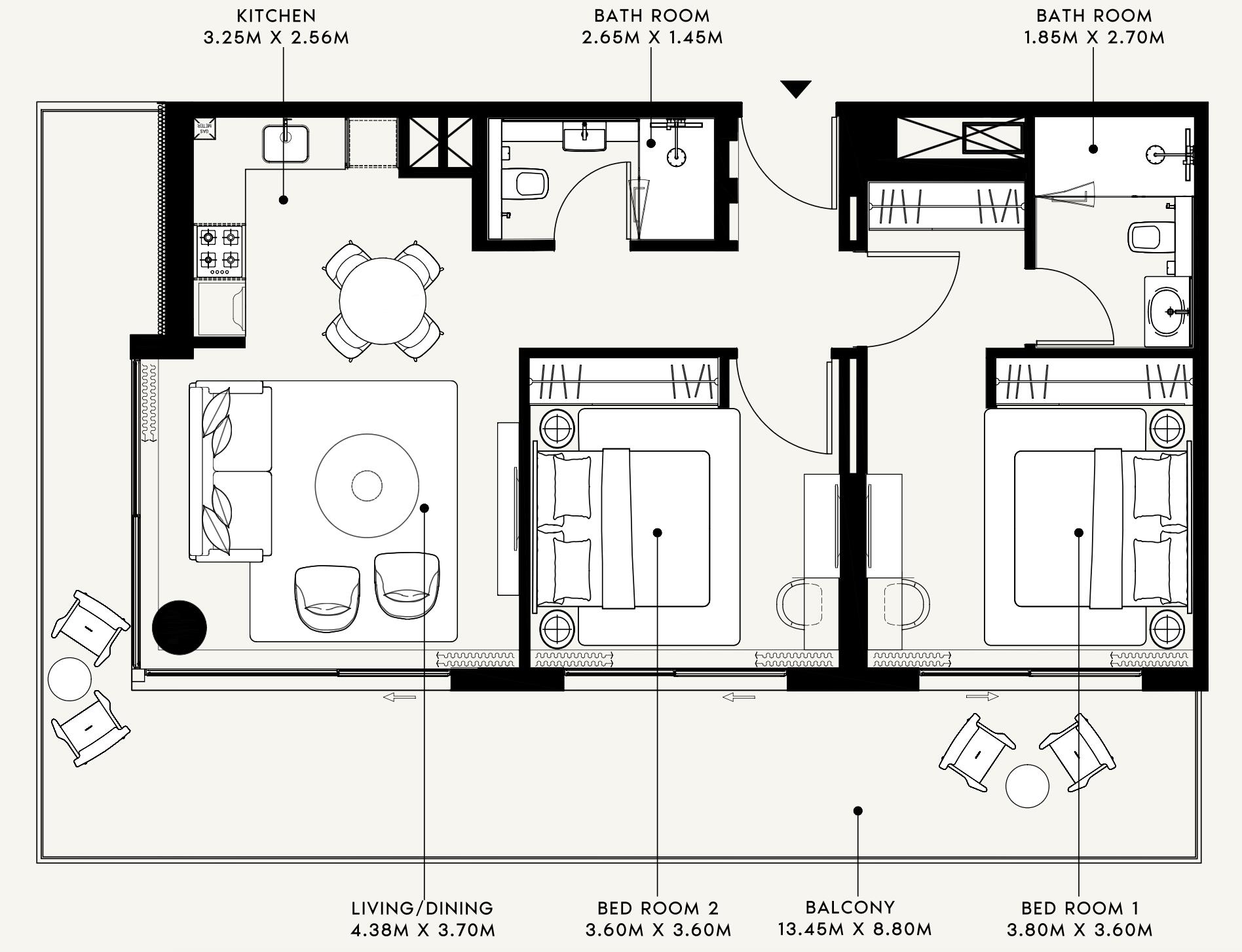 Floor plan — 2 BR