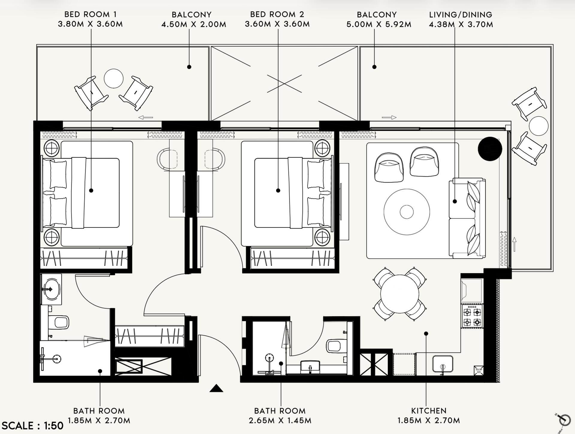 Floor plan — 2 BR