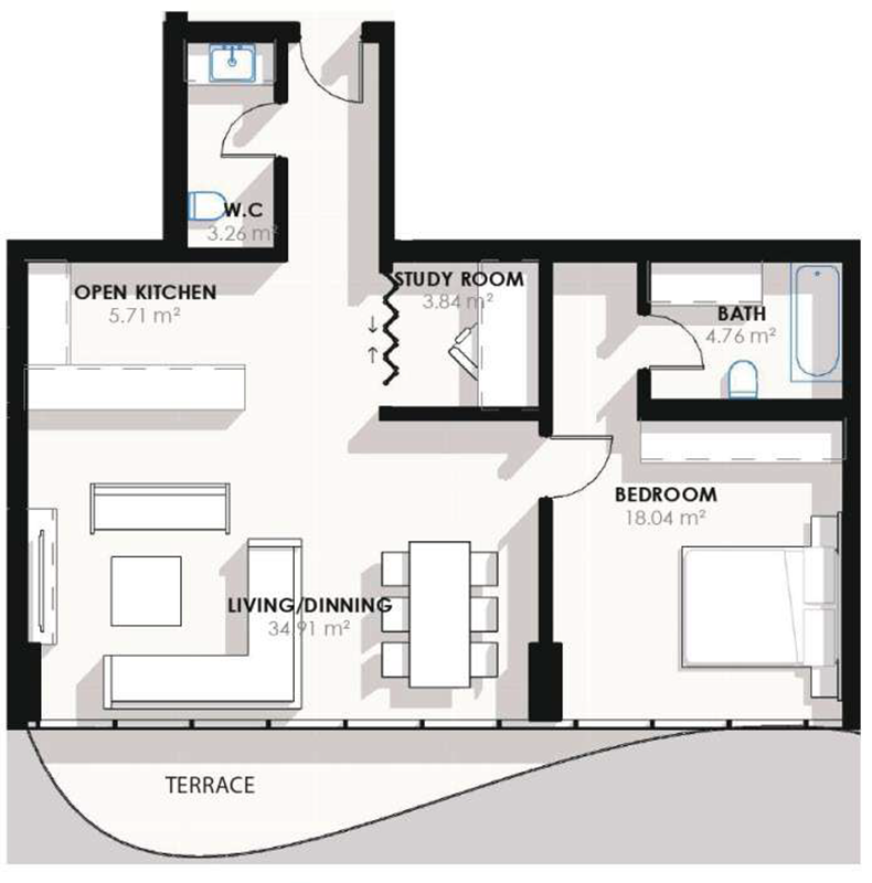 Floor plan — 1 BR