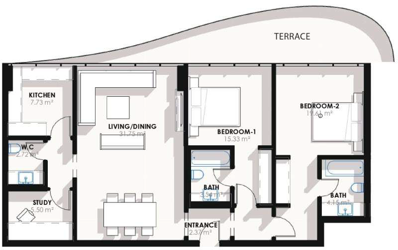 Floor plan — 2 BR