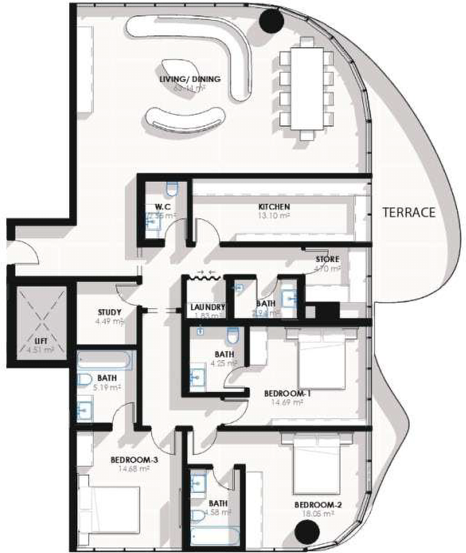 Floor plan — 3 BR