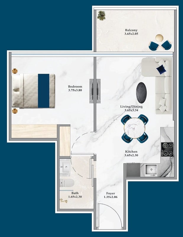 Floor plan — 1 BR