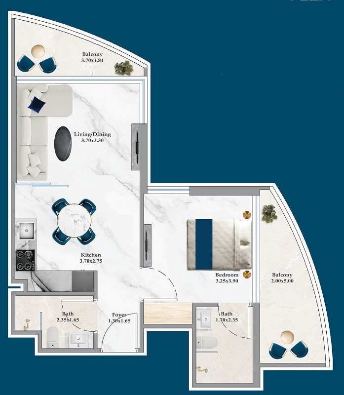 Floor plan — 1 BR