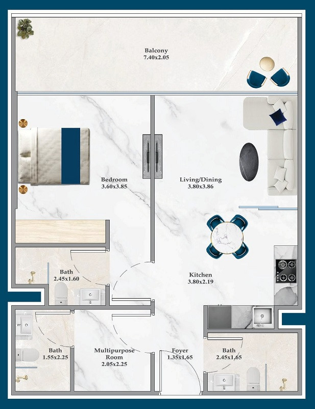 Floor plan — 1 BR