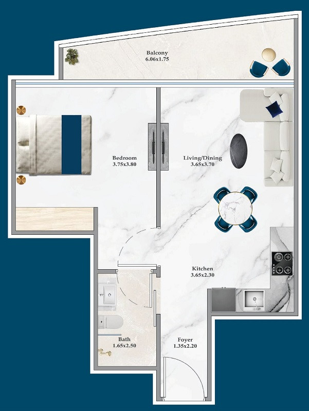 Floor plan — 1 BR