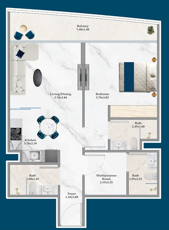 Floor plan — 1 BR
