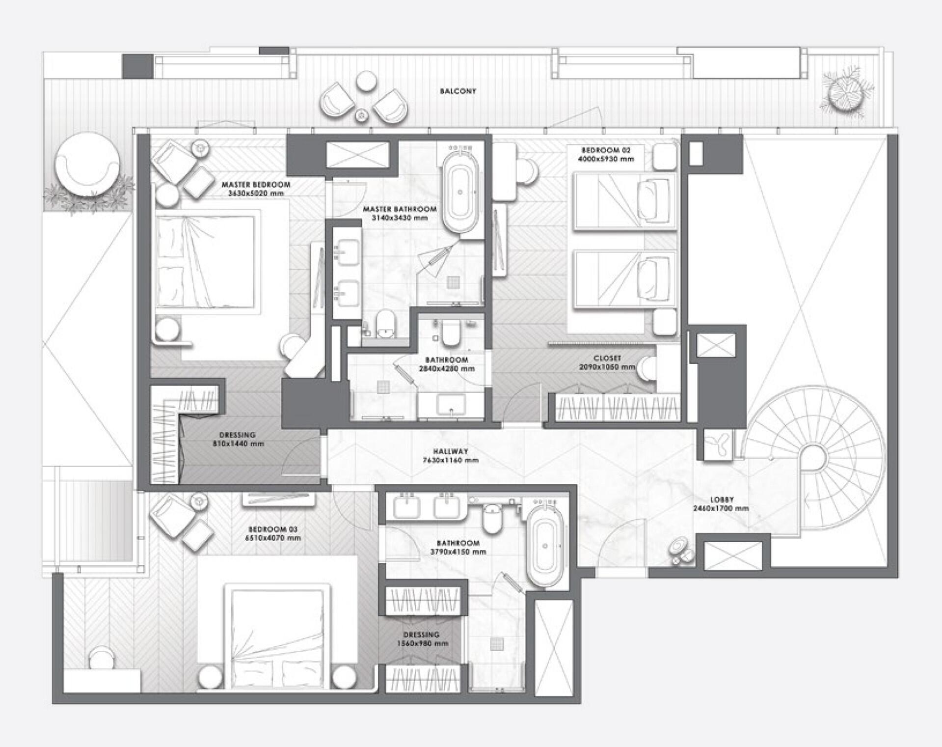 Floor plan — 3 BR