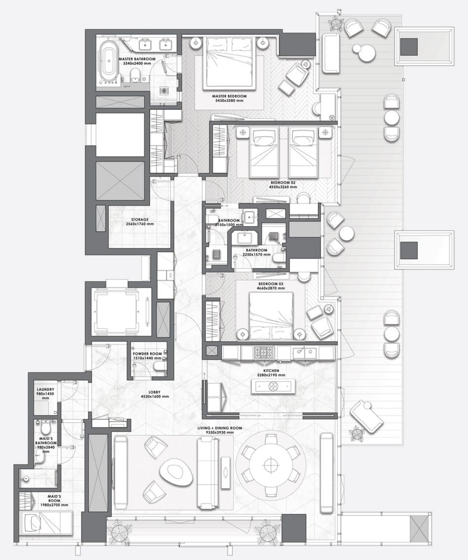 Floor plan — 3 BR