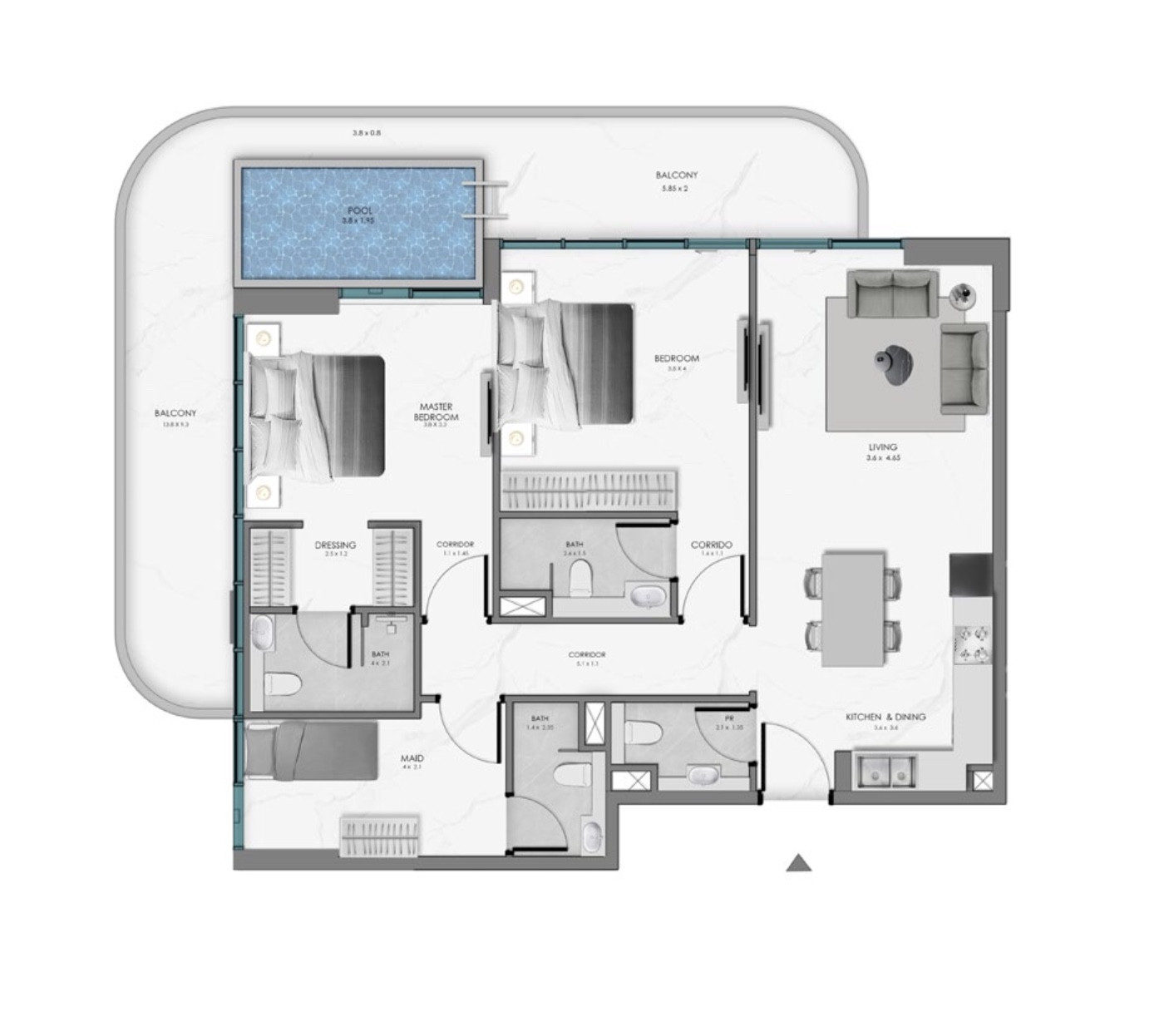 Floor plan — 2 BR