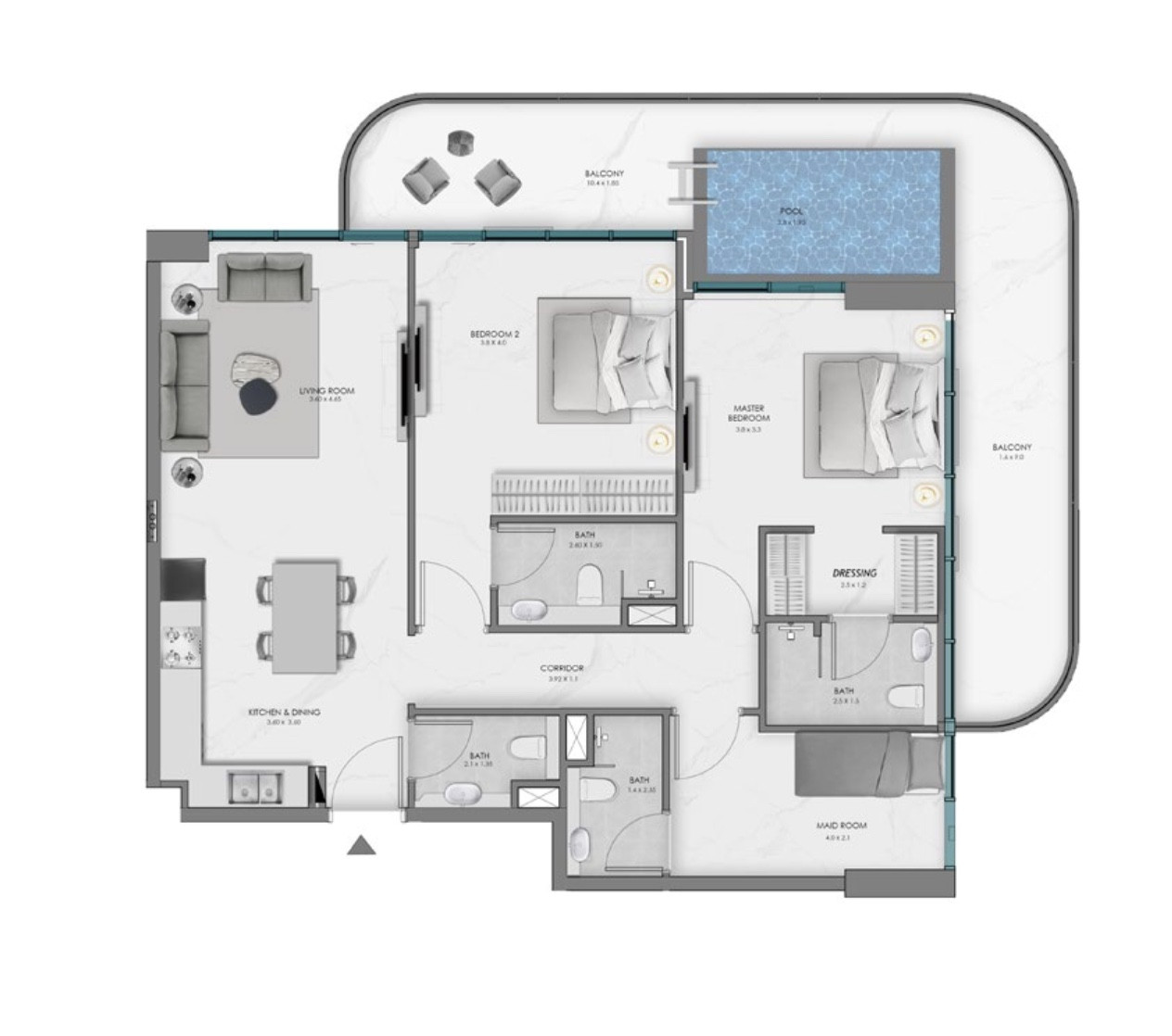 Floor plan — 2 BR