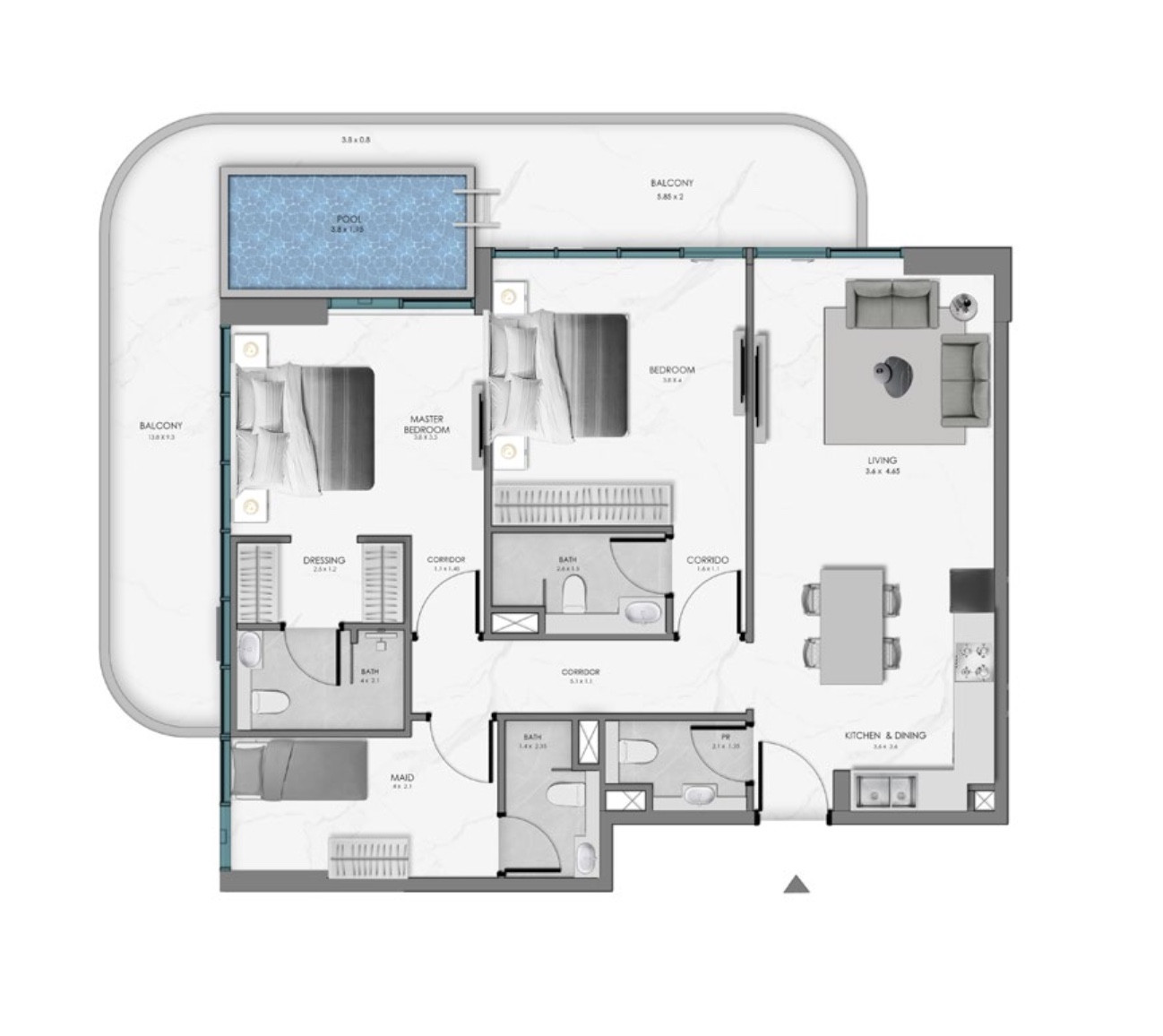 Floor plan — 2 BR