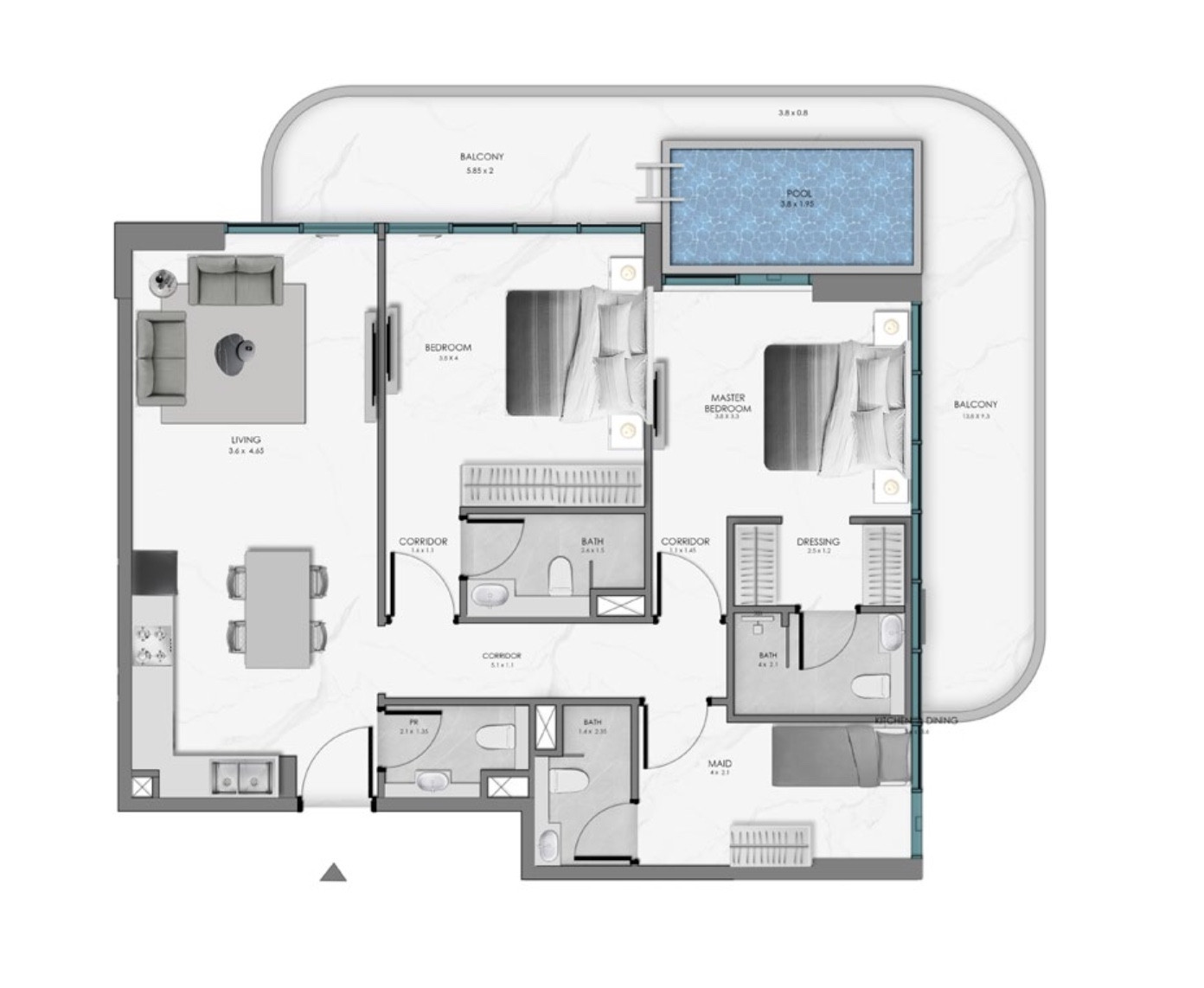 Floor plan — 2 BR