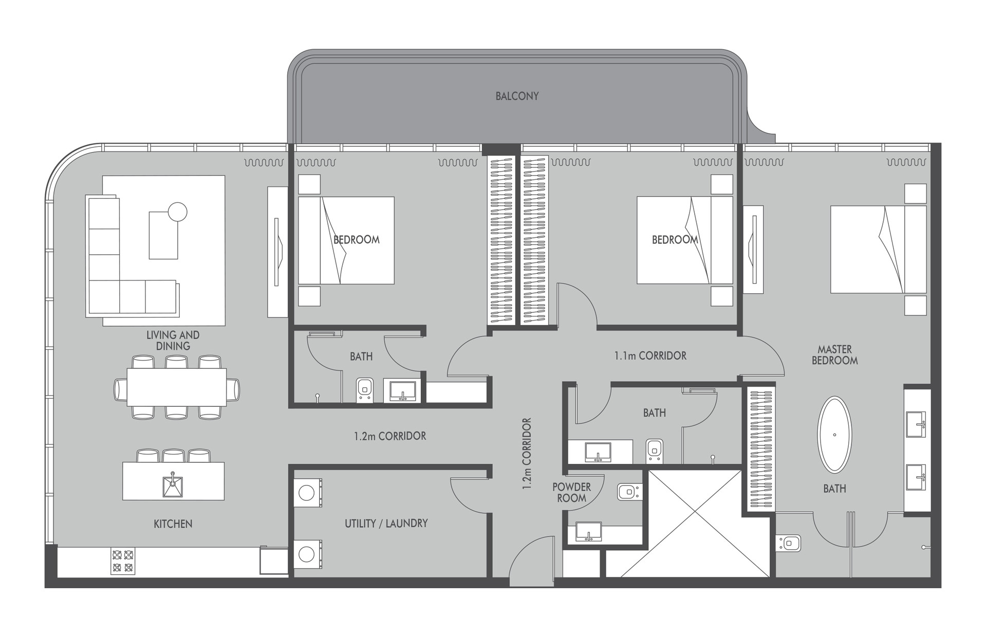Floor plan — 3 BR