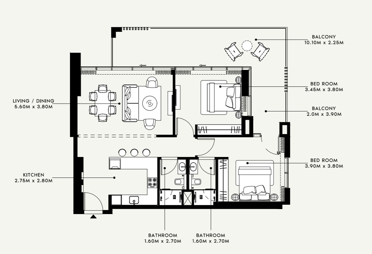 Floor plan — 2 BR