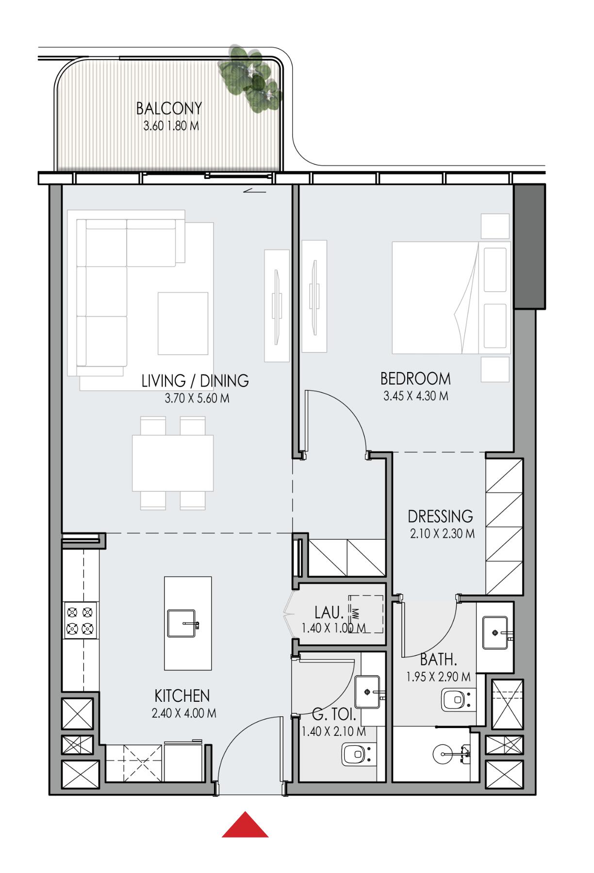 Floor plan — 1 BR