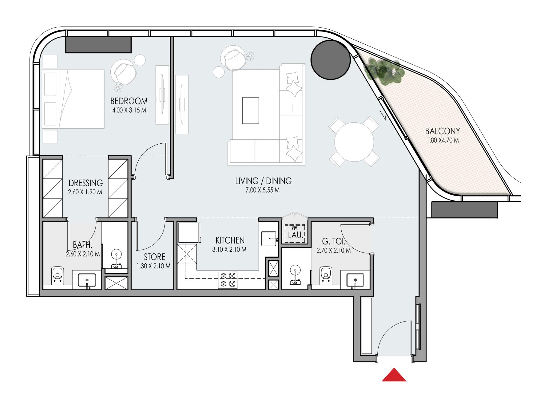 Floor plan — 1 BR