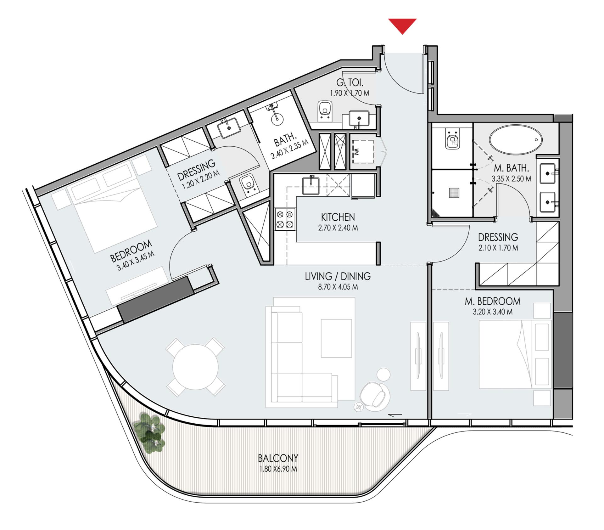Floor plan — 2 BR