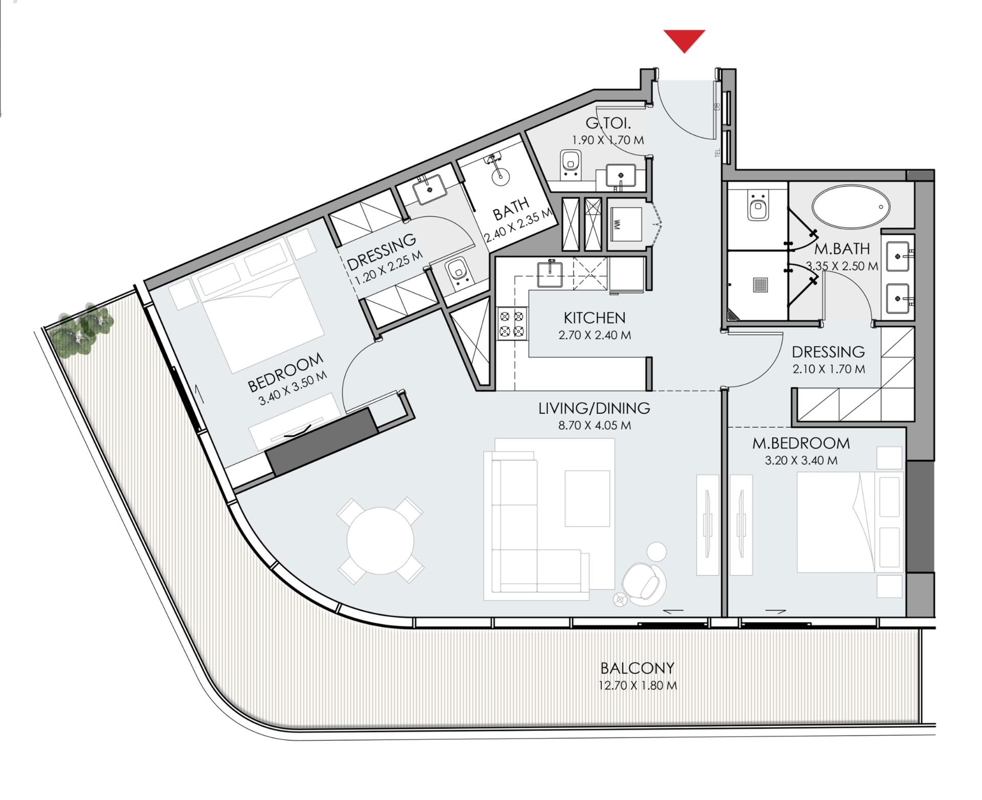Floor plan — 2 BR