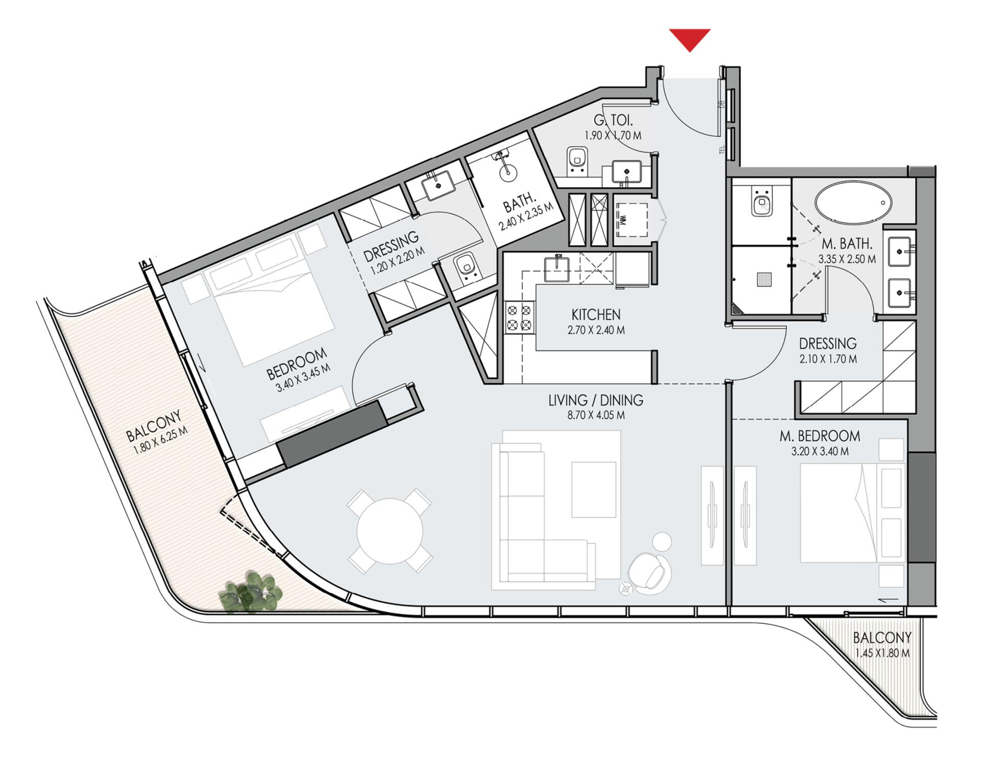Floor plan — 2 BR