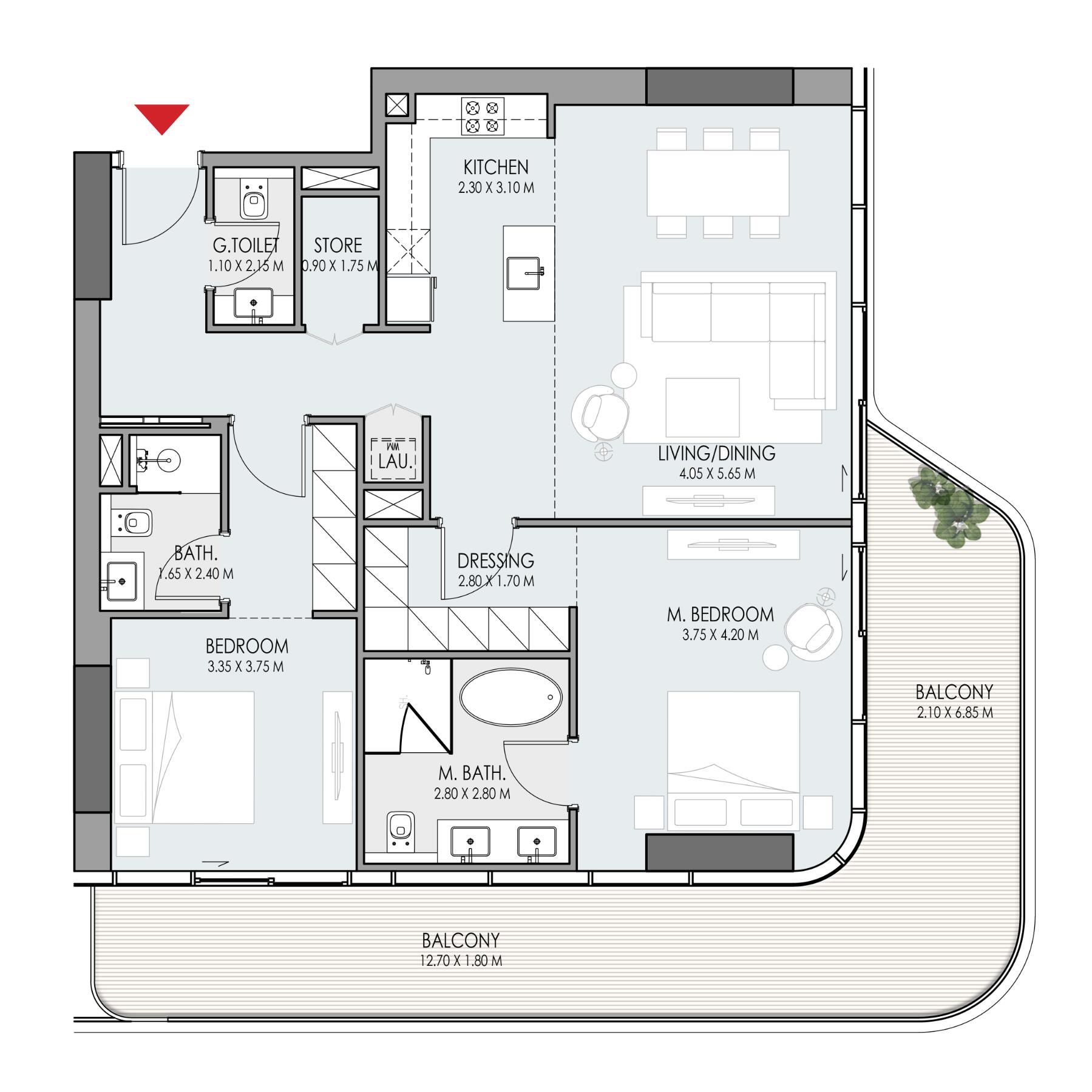 Floor plan — 2 BR