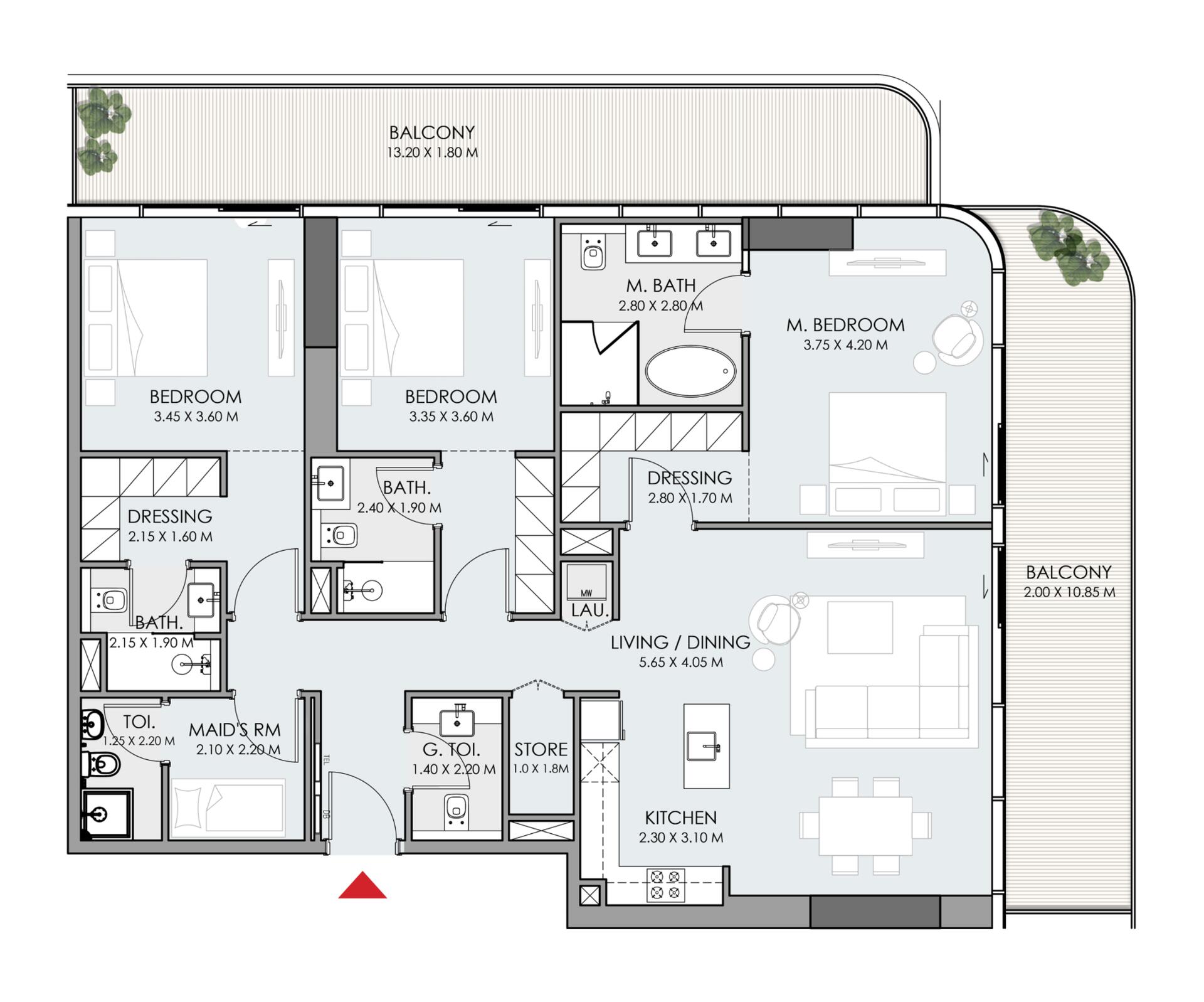 Floor plan — 3 BR