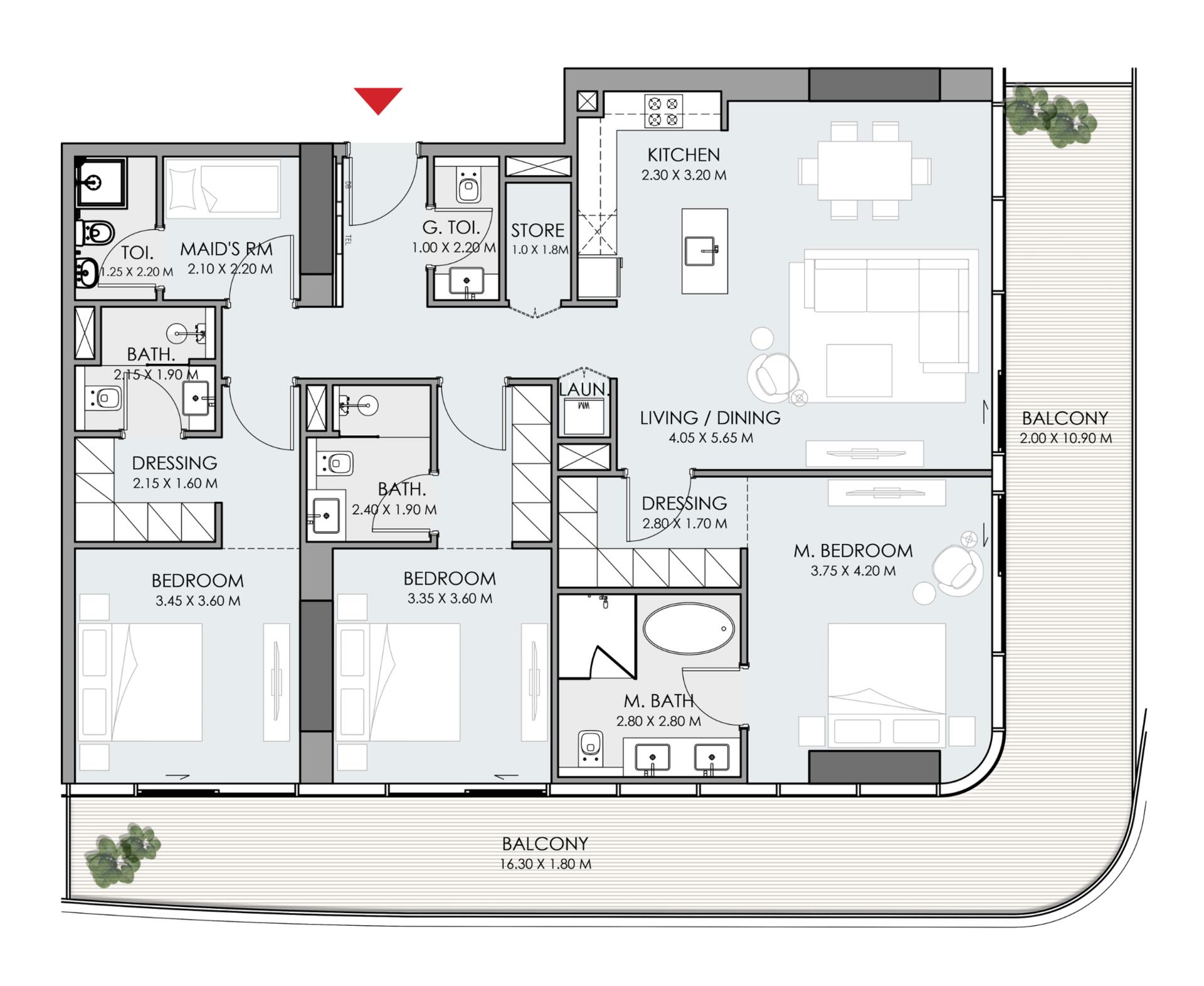 Floor plan — 3 BR