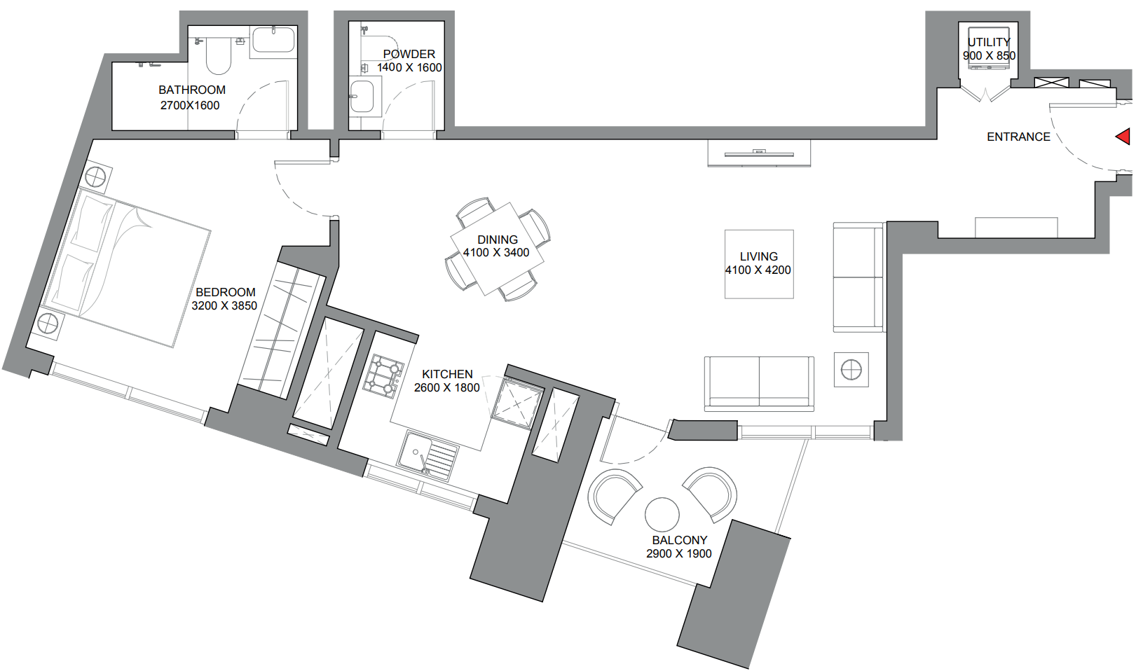 Floor plan — 1 BR