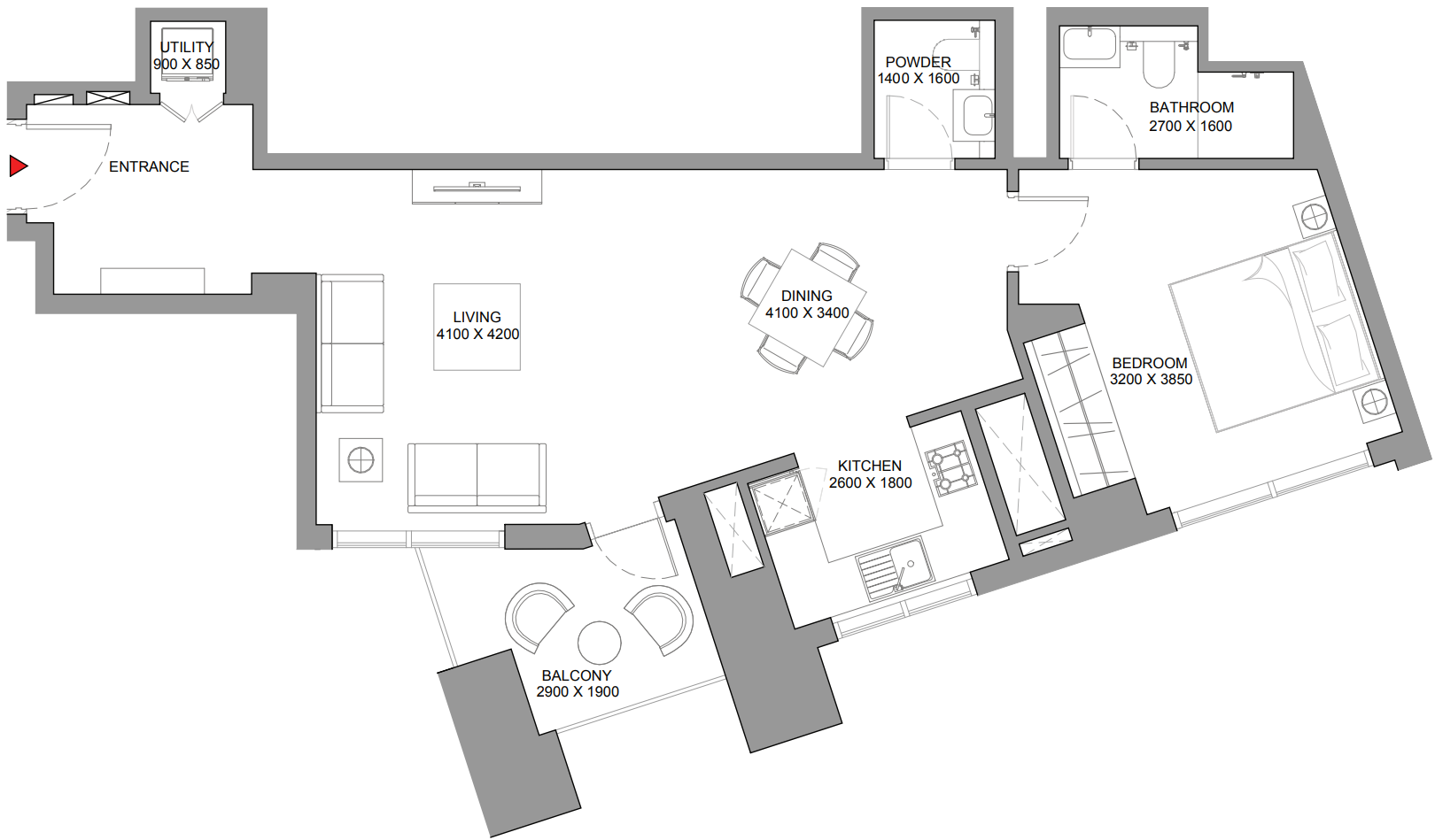 Floor plan — 1 BR