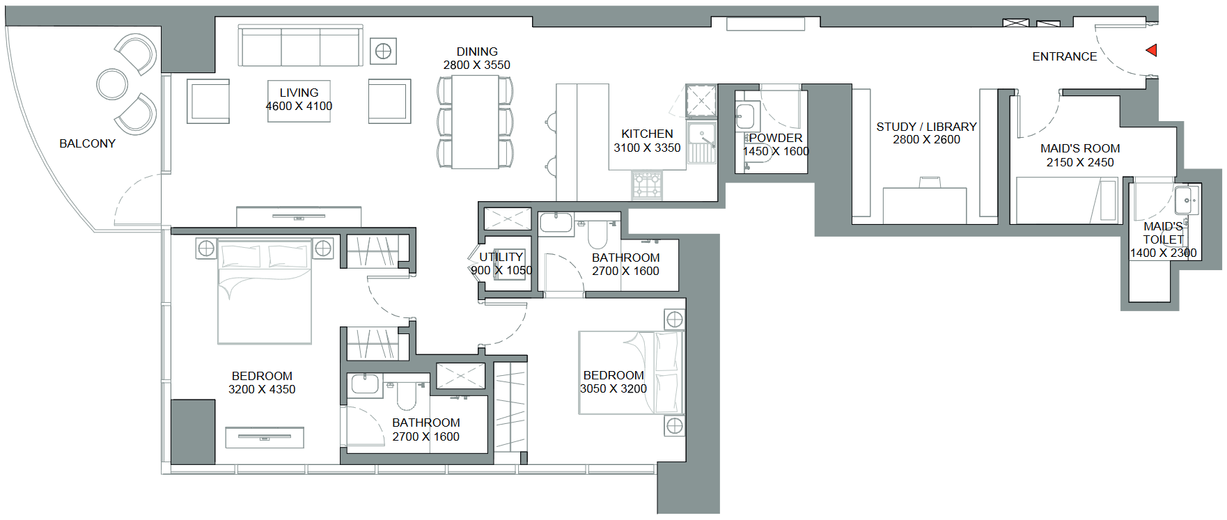 Floor plan — 2.5 BR