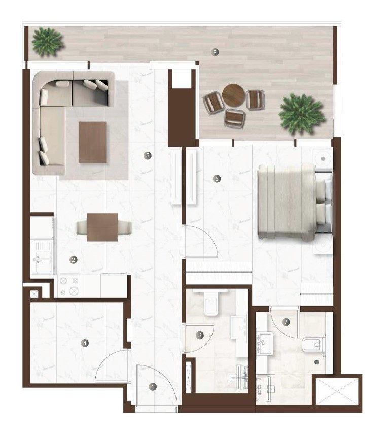 Floor plan — 1 BR